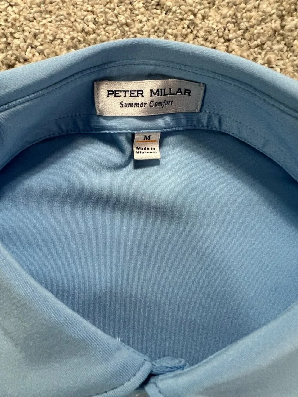 Peter Millar Summer‎ Comfort Men's Med Light Blue Polo Autism Foundation Logo